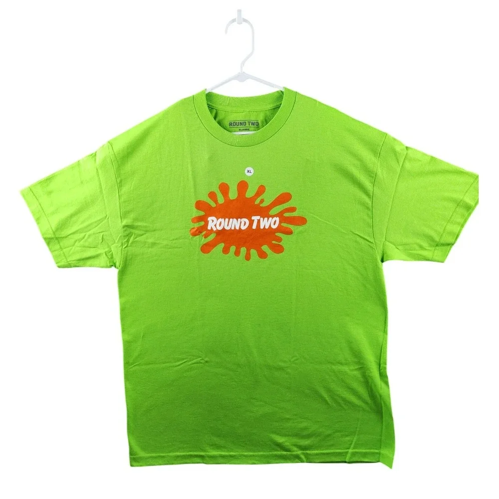 Round Two T Shirt XL Neon Green Graphic Logo Streetwear Short Sleeve Men's - Picture 2 of 8